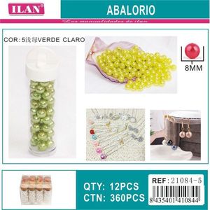 Perline Ilan Abalorio 8mm verde chiaro per la creazione di gioielli, 12 pezzi per tubo - Product Image 3