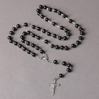 Collier de prière en perles colorées en gros, perles de verre de 8 mm, chapelet, bijoux catholiques
