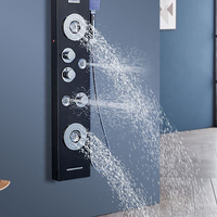 Panneau de douche mural en acier inoxydable avec robinets thermostatiques, jet de massage unique et panneau de douche LED de luxe