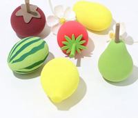 Éponge de Maquillage Série Fruit : Poire Parfumée, Fraise, Pastèque, Mangue – Hydrophile, Douce, Écologique, Lavable, pour Poudre