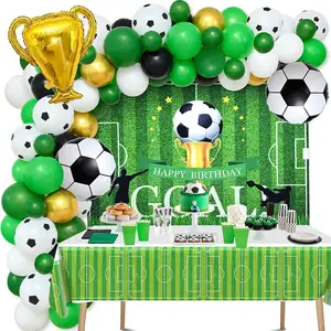 Futbol Decoracion Cumpleanos Nino con Futbol Tela de fondo Manteles Guirnalda de globo para Football Fiesta Cumpleanos Decor