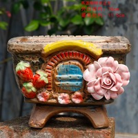 Pot de fleurs succulentes en pierre de macaron fait main