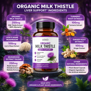 Capsules d'extrait de chardon-Marie biologique - Complément alimentaire à base de plantes pour la santé du foie, végétalien, sans gluten, sans produits laitiers, riche en fibres, 1 capsule par jour - Product Image 2