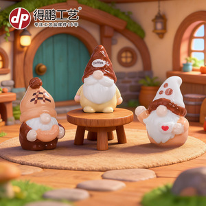 Cute Coffee Colored Gnome Figurines Resin Miniature Garden Ornaments Indoor Outdoor Decorations Irregular Shape Freestanding - Product Image 2