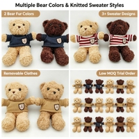 Peluche Ours en Peluche Doux et Moelleux 20cm Style Preppy, Jouet pour Machine à Prix d'Arcade de Centre Commercial, Vente Directe, Article de Qualité