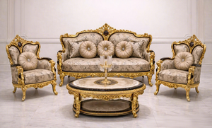 Luxury Gold Leaf Dual Carved Living Room Furniture Handmade Classic Living Room Furniture Manufacturer Exporter For USA Living - Product Image 6