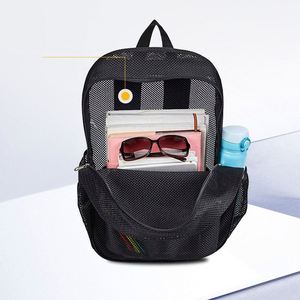 Fashionable <b>Lightweight</b> Durable Thick Mesh <b>Backpack</b> College Transparent Unisex Travel <b>Backpack</b> - Product Image 2