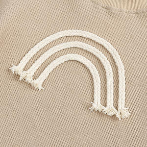 Combinaison de nuit en coton pour nouveau-nés et tout-petits, garçons et filles, à manches longues, en tissu gaufré côtelé, motif arc-en-ciel, barboteuse pour bébé - Product Image 5