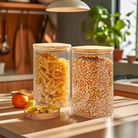 Bocaux à épices carrés en verre borosilicate personnalisables, couvercles en bambou, résistants à la chaleur, hermétiques, grande capacité, qualité alimentaire, écologiques