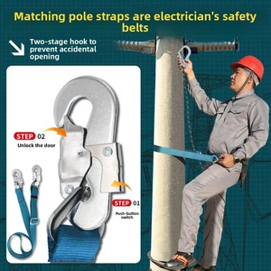 Harness Pengaman Pinggang Tunggal Khusus Teknisi Listrik Kapasitas 200kg Poliester 2 Cincin-D Baja Gesper Sambung Cepat Panjang Dapat Disesuaikan - Product Image 4