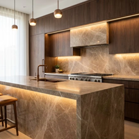 Grande dalle de marbre naturel poli Emperador Light d'Espagne pour plan de travail de cuisine, meuble-lavabo de salle de bain, revêtement mural et carrelage de sol