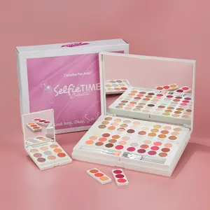 Venta al por mayor Venta caliente Etiqueta privada 69 colores Duochrome Sombra de ojos con pinceles Crema Paleta de sombras de ojos