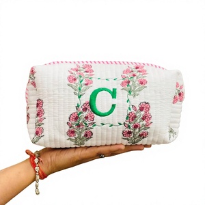 Newly Handcrafted Floral Cotton <b>Makeup</b> Pouch Bridesmaid Gifts Proposal Cosmetic Bag Women Cosmetic Bags - Product Image 1
