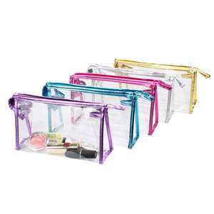 Sacs de maquillage transparents en PVC imperméables avec fermeture éclair pour femmes, pour bagages, cosmétiques et articles de toilette, vente en gros - Product Image 1