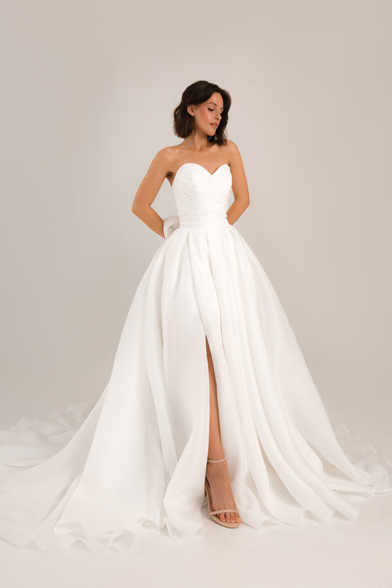 knee length dresses for ladies Duntery A-Line Applique Tulle Wedding Dress, Ivory