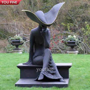 YOUFINE - Estatua de Mujer Abstracta de Bronce, Escultura Moderna de Mujer con Sombrero de <span class=keywords><strong>Philip</strong></span> Jackson para Decoración de Jardín de Villa y Plaza de Hotel - Product Image 5