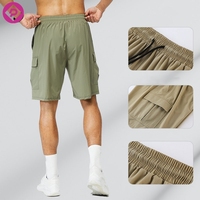 Shorts cargo de sport d'extérieur pour hommes, grande taille, couleur unie, séchage rapide, avec logo personnalisé, pour fitness et course à pied, avec grandes poches