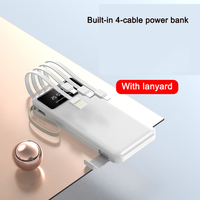 Batterie externe portable 20000 mAh avec cordon et câble, chargeur haute capacité, haute qualité, 10000 mAh, Power Banks 20000 mAh