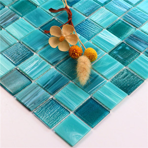 Çin şerit yanardöner Aqua kristal Carrelage Venecitas ısı geçirmez ev dekorasyon yeşil cam mozaik havuz karosu yüzme - Product Image 5