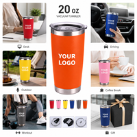 Tasses de gobelet enduites de poudre de Offre Spéciale américain isolées sous vide à double paroi tasse à café de 20oz tasse à bière gobelet de voyage en acier inoxydable
