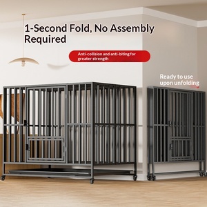 Kolay Kurulum, Montaj Gerektirmez, Katlanabilir, Güçlendirilmiş Demir Kare Boru Kutu Köpek Kafesi, Büyük/Orta Boy Köpekler İçin, Her Mevsim İç Mekan Ev Tipi - Product Image 5