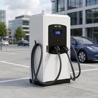 Station de recharge rapide DC 120 kW, double unité de charge CCS2 pour véhicules électriques, écran tactile 7 pouces, chargeur extérieur IP54 pour parking commercial