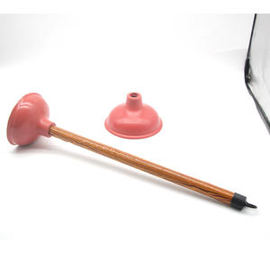 Tête de ventouse pour toilettes, ensemble ventouse et brosse pour toilettes, ventouse à manche court en bois recouvert de PVC - Product Image 1