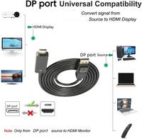 Cable Adaptador Conector DP a HDMI de 1.8M 6FT 3M 4K Ultra HD, DP Macho a HDMI Macho, 1080p para Lenovo HP Dell HDTV PC