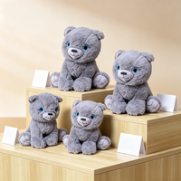 Ours en peluche gris moelleux assis, jouet d'anniversaire, rembourré en coton PP, brodé, diverses tailles, OEM, poupée animal en peluche