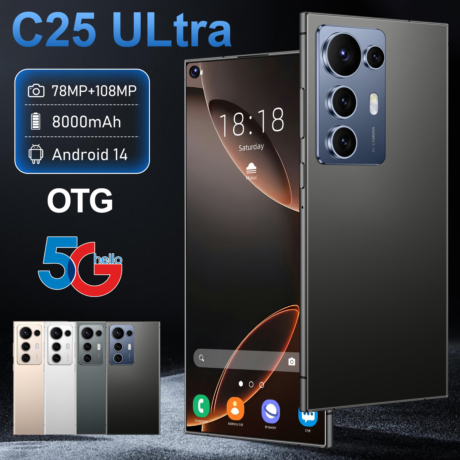 C25 Ultra Global Version Smartphone 16GB Android 14 Decacore CPU