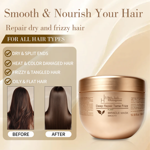Masque capillaire réparateur en profondeur à la kératine, personnalisé pour un seul usage, lisse les cheveux crépus, nourrit les cheveux secs et abîmés, crème de soin capillaire - Product Image 3