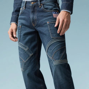 Printemps/été 2025 Pantalon en denim gaufré droit à la mode et élégant pour hommes pour PLAYMAX/REpSUN Denim - Product Image 1