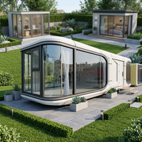 Maison capsule spatiale intelligente futuriste, structure en acier, villa modulaire préfabriquée avec système IA, écologique, installation rapide