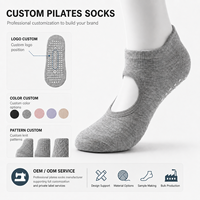 Chaussettes personnalisées brodées mignonnes en coton bambou et élasthanne, antidérapantes avec points en silicone, respirantes et à séchage rapide, idéales pour le yoga et le pilates, collection automne