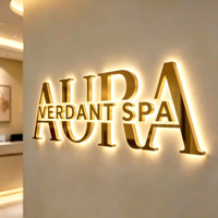 Logo personnalisé rétroéclairé 3D en acier inoxydable LED IP65 avec transformateur, prise murale, télécommande, multicolores, WiFi, pour immeuble de bureaux