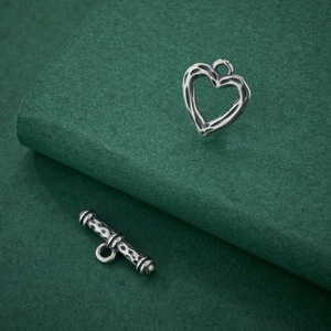Cierre de Corazón con Textura de Cráter de Plata de Ley S925 para Pulseras de Cristal, Accesorio de <span class=keywords><strong>Joyería</strong></span> Hecho a Mano para Terminales de Cordón - Product Image 2
