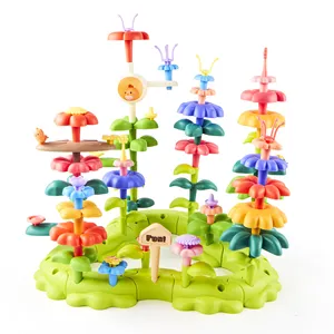 פרח גן DIY בלוק צעצוע סט גזע בניית צעצוע לילדה פרח בניין בלוק סט DIY פרח