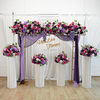 Chic Chemin de table en fleurs artificielles en soie, motif Dahlia et Lys, couleur Lilas Violet, 200x40cm, pour décoration de table, d'autel et de mariage