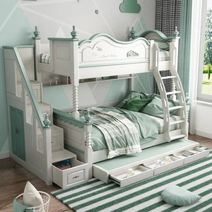 Castello principessa bambini letti ragazza cuccetta Set di mobili <span class=keywords><strong>per</strong></span> ragazze rosa camera da letto con scivolo - Product Image 4