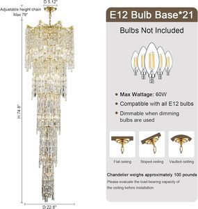 Candelabro de cristal extralargo de lujo, marco dorado, colgante escalonado, lámpara de techo para Villa, escalera, vestíbulo, Vestíbulo de Hotel - Product Image 2