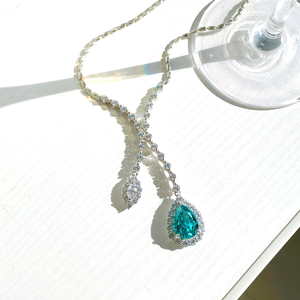 Collier en argent avec zircon vert poire 10x14mm, bijoux - Product Image 1