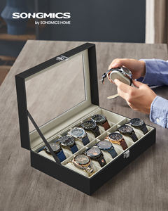 SONGMICS Boîte de <span class=keywords><strong>Rangement</strong></span> en Cuir à 12 Compartiments pour Montres, Présentoir et Organisateur de Bracelets de Montres - Product Image 2