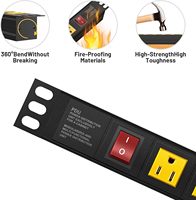 Multiprise de protection contre les surtensions PDU 1U 65 mm personnalisable pour montage en rack, 20 A, homologuée ETL, 10 prises murales pour usage industriel