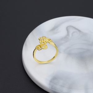 Bague Jxx Fashion plaquée or 24 carats en cuivre micro-zircon personnalisée, design tendance papillon et fleur pour femme, en laiton - Product Image 5