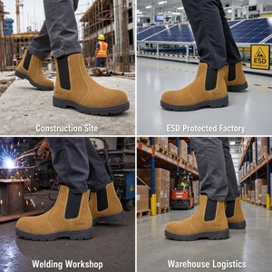 AIMVVSEC Men <strong>Women</strong> ESD Anti-Static Safety Shoes <strong>Steel</strong> <strong>Toe</strong> <strong>Cap</strong> Slip On Leather Work <strong>Boots</strong> for Construction Factory Custom Logo - Product Image 5