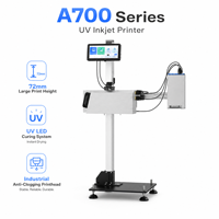 Imprimante jet d'encre UV A700, hauteur d'impression de 72 mm pour carton, sac en papier, boîte, 360 DPI, codage de données variables par LED UV industrielle