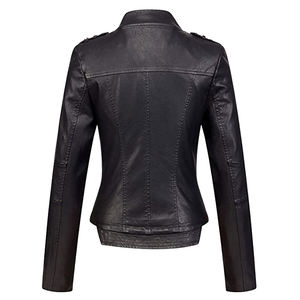 शैली में छोटे सुइड डेनिम सेक्सी शेर्पा बमवर्षक ब्लू टॉप की सवारी करने वाली शेर्पा बॉम्बर हुडी डिजाइन जिपर महिला चमड़े की जैकेट - Product Image 5