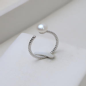 Simple S925 Silver <b>Ring</b> with Opening Fried Dough Twists <b>Open</b> Mouth DIY Pearl Jewelry Accessories 96 Empty Tray - Product Image 1