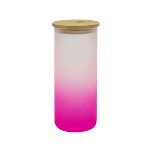 Vaso de Cerveza con Forma de Lata, Botella de Agua de 18 oz, Vaso Sublimable en Blanco, Vaso Esmerilado de 18 oz, Vaso Tipo Mason con Tapa de Bambú y Pajita - Product Image 2