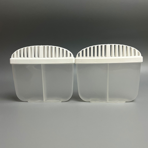 Support de désodorisant pour réfrigérateur en plastique PP transparent, 2 compartiments avec couvercle, pour absorbeur d'odeurs, rafraîchisseur, absorbeur d'humidité, boîte de rangement - Product Image 1